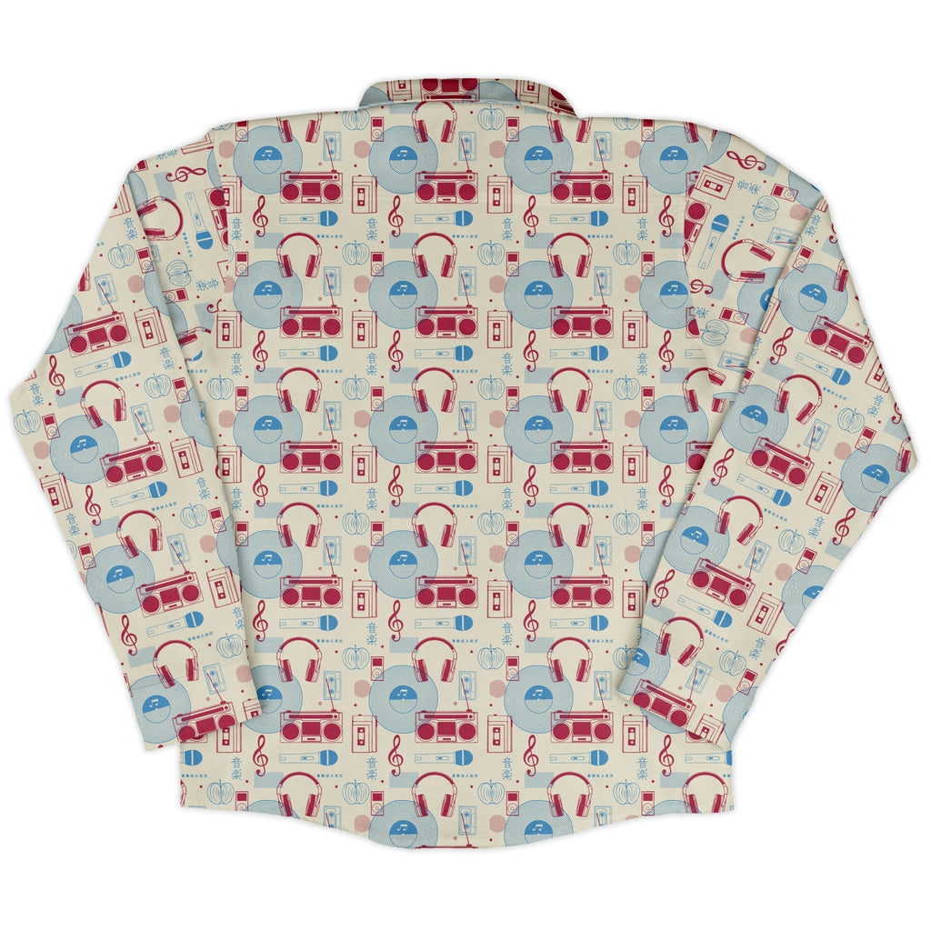 Music Paraphernalia Long Sleeve Button Up Shirt Geek Nerd 0925 adult sizing All Adult Button Up Shirts
