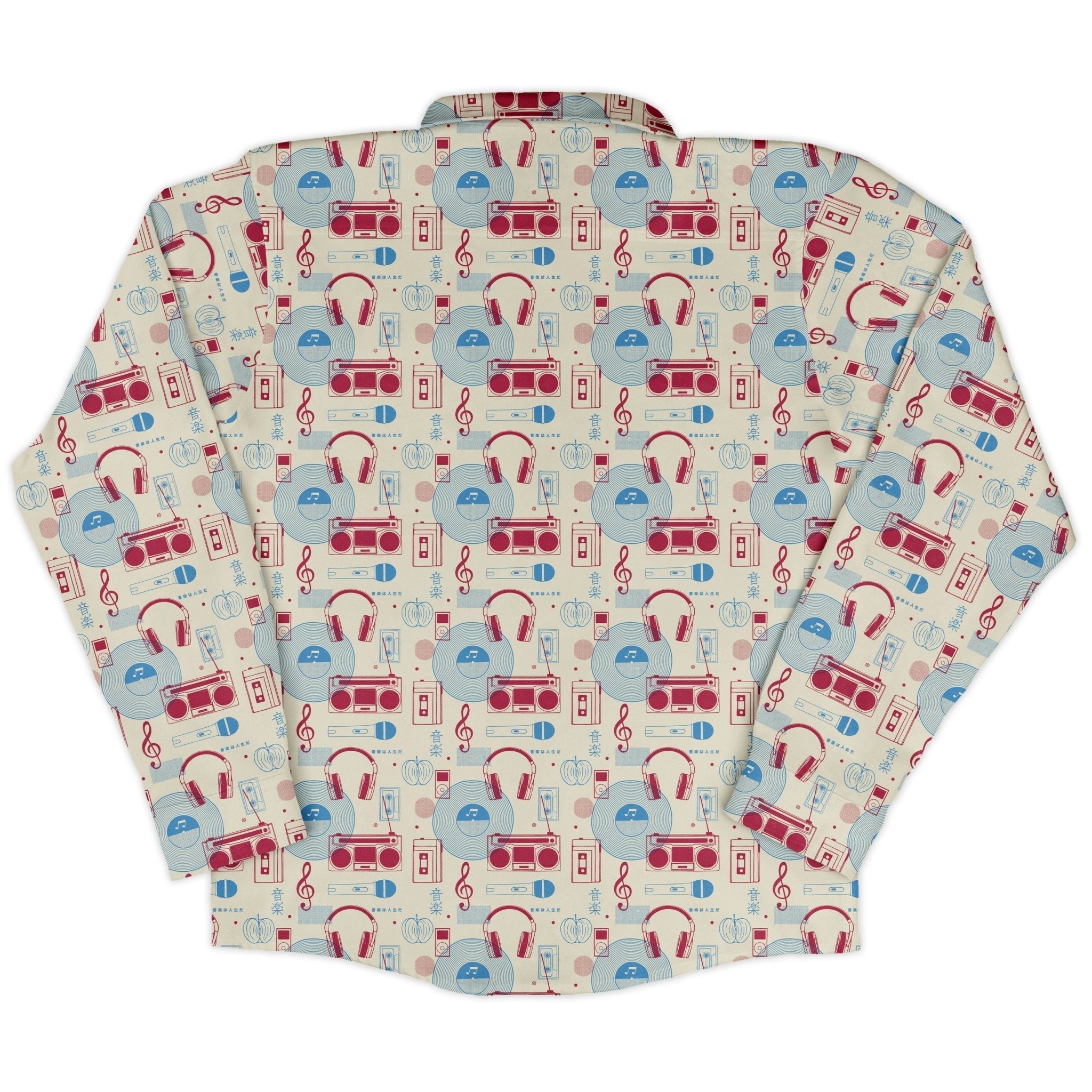Music Paraphernalia Long Sleeve Button Up Shirt Geek Nerd 0925 adult sizing All Adult Button Up Shirts