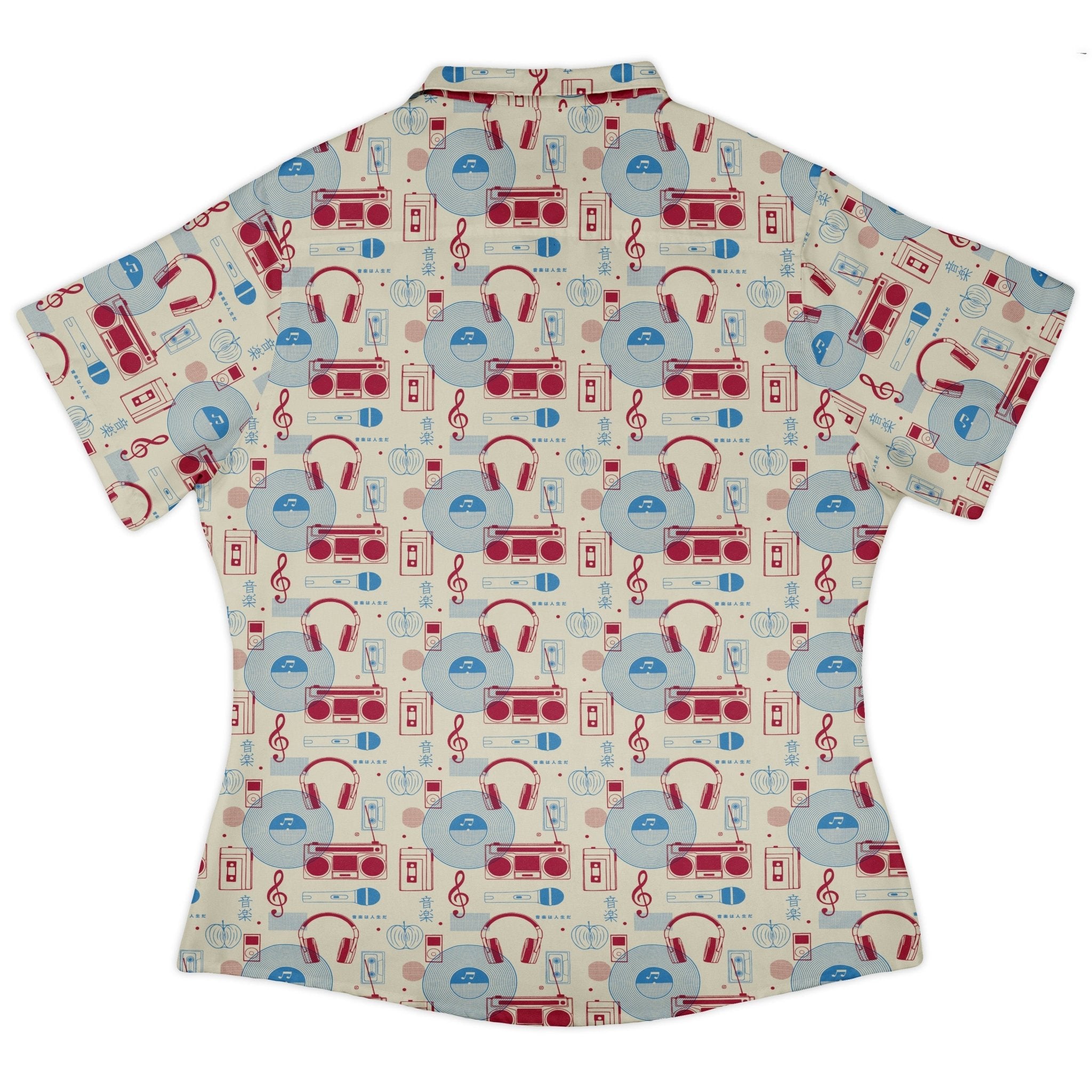 Music Paraphernalia Curvy Button Up Shirt Geek Nerd 0925 All Adult Button Up Shirts Design by Tobe Fonseca