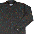 Musical Rainbow Notes Black Long Sleeve Button Up Shirt Geek Nerd adult sizing FLOW DESC WRITING music print