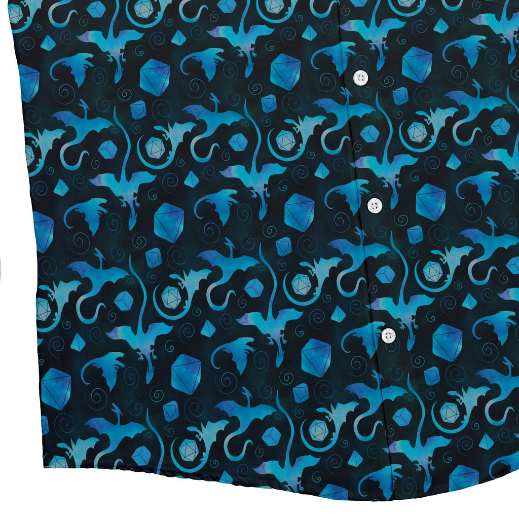 Dnd Mystic Blue Dragons Button Up Shirt - adult sizing - Designs by Nathan - dnd & rpg print