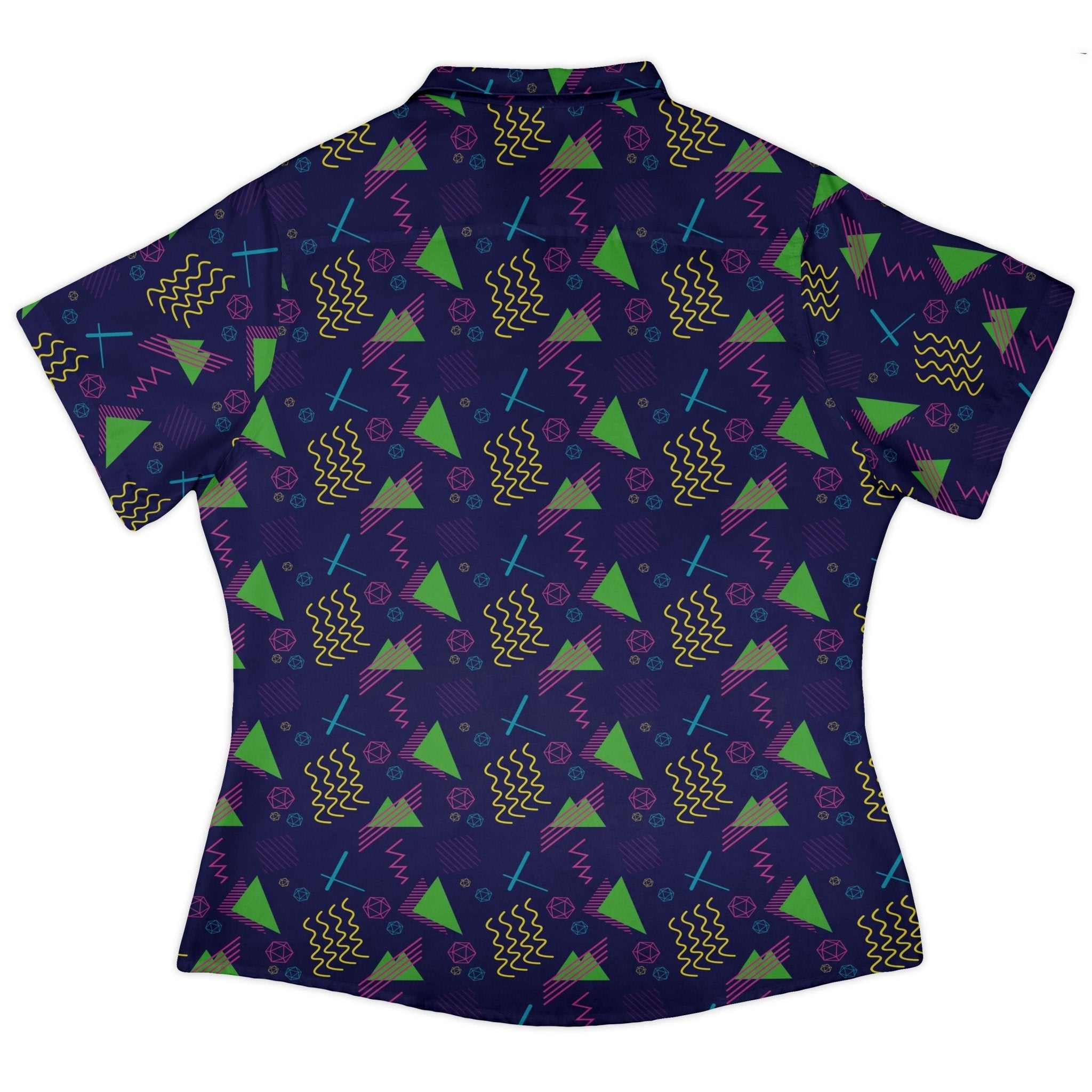 Neon Retro Dice Curvy Button Up Shirt Geek Nerd Design by Heather Davenport dnd & rpg print q225