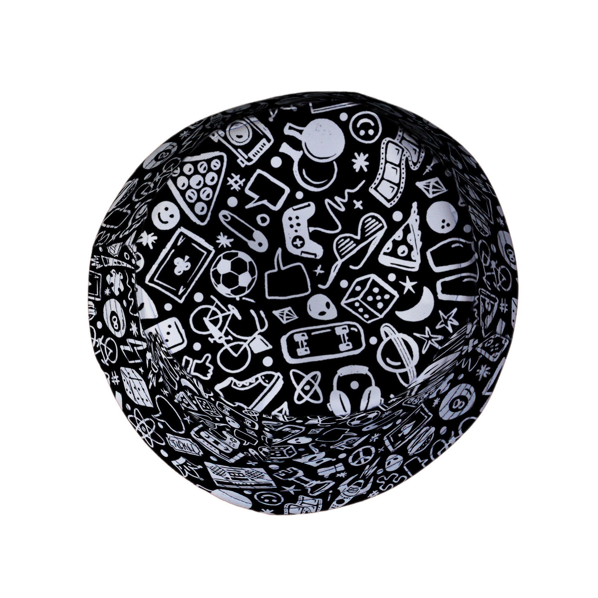 Nerdy Doodles Black Bucket Hat Geek Nerd board game print Design by Zirkus Design dnd & rpg print