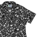 Nerdy Doodles Black Curvy Button Up Shirt Geek Nerd board game print Design by Zirkus Design dnd & rpg print