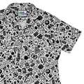 Nerdy Doodles Swag Curvy Button Up Shirt Geek Nerd board game print Design by Zirkus Design dnd & rpg print