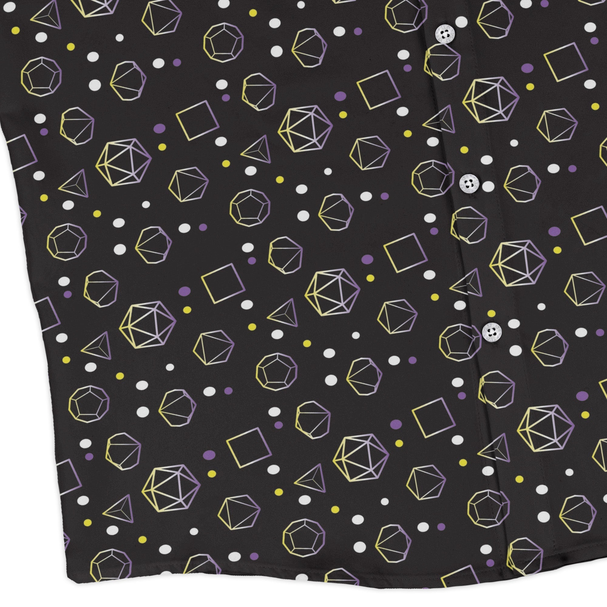 Nonbinary Pride Flag Dnd Dice Long Sleeve Button Up Shirt Geek Nerd adult sizing Design by Heather Davenport dnd & rpg print