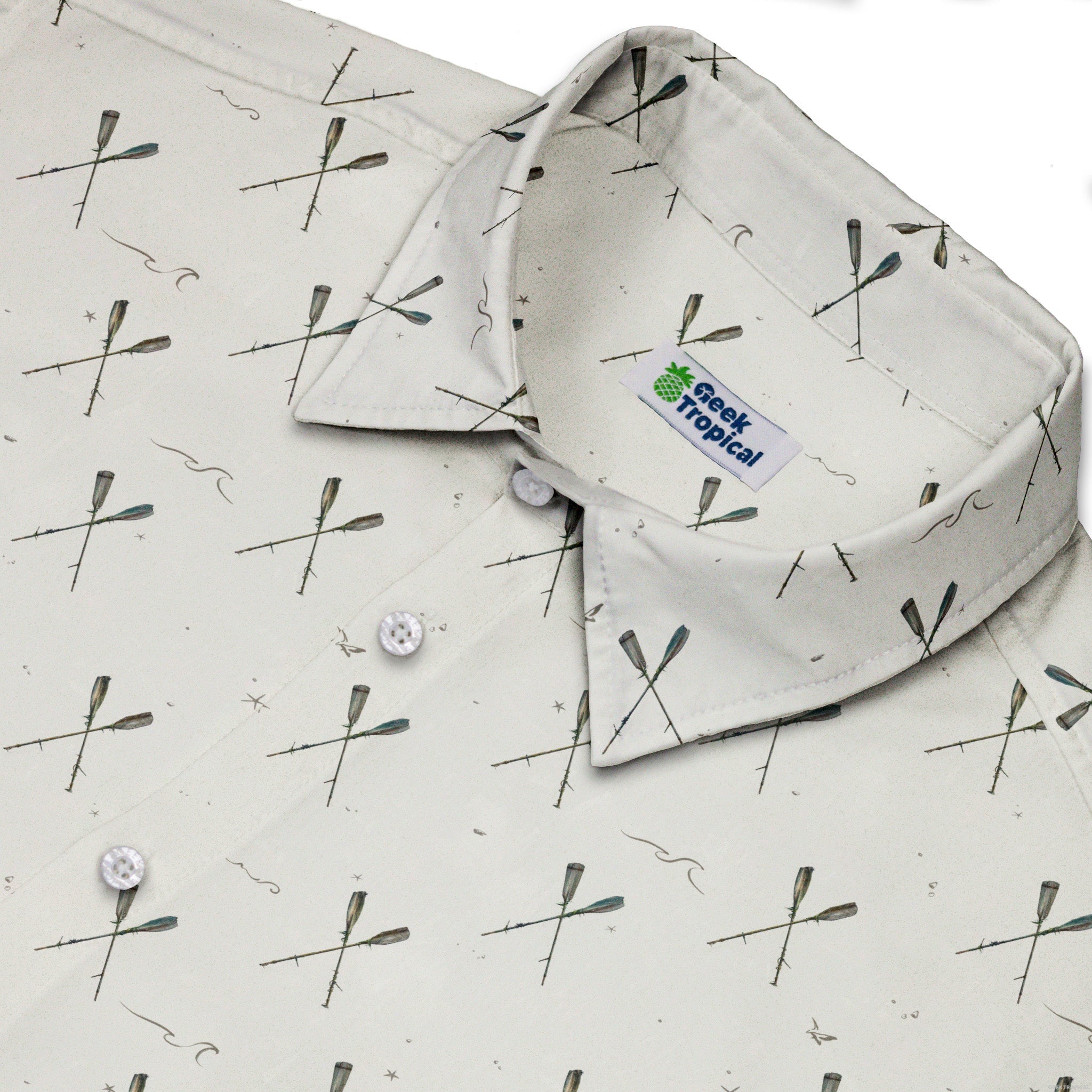 Oar Cross Button Up Shirt Geek Nerd adult sizing Design by Vlad Mel Marine biology