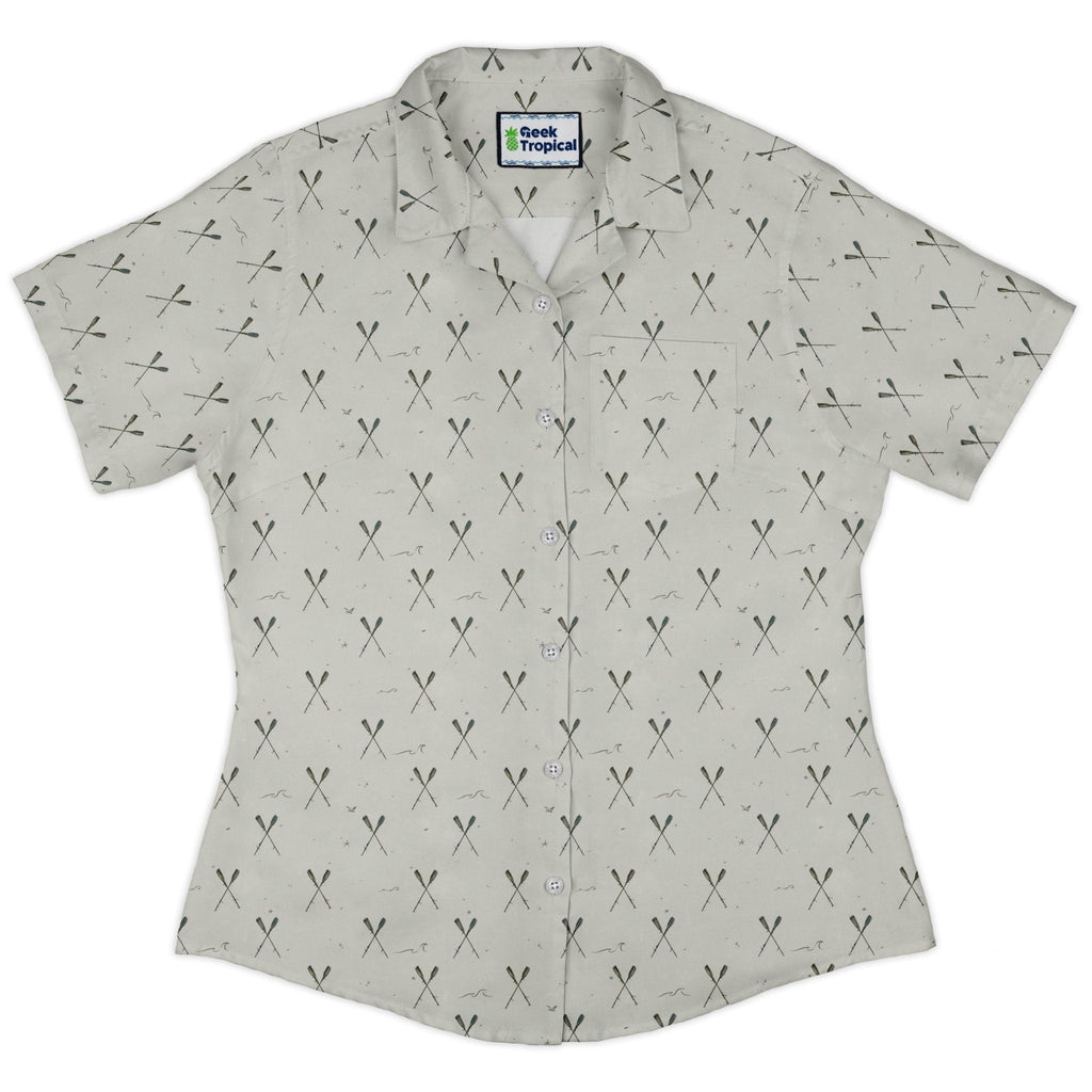 Oar Cross Curvy Button Up Shirt Geek Nerd Design by Vlad Mel Marine biology q4
