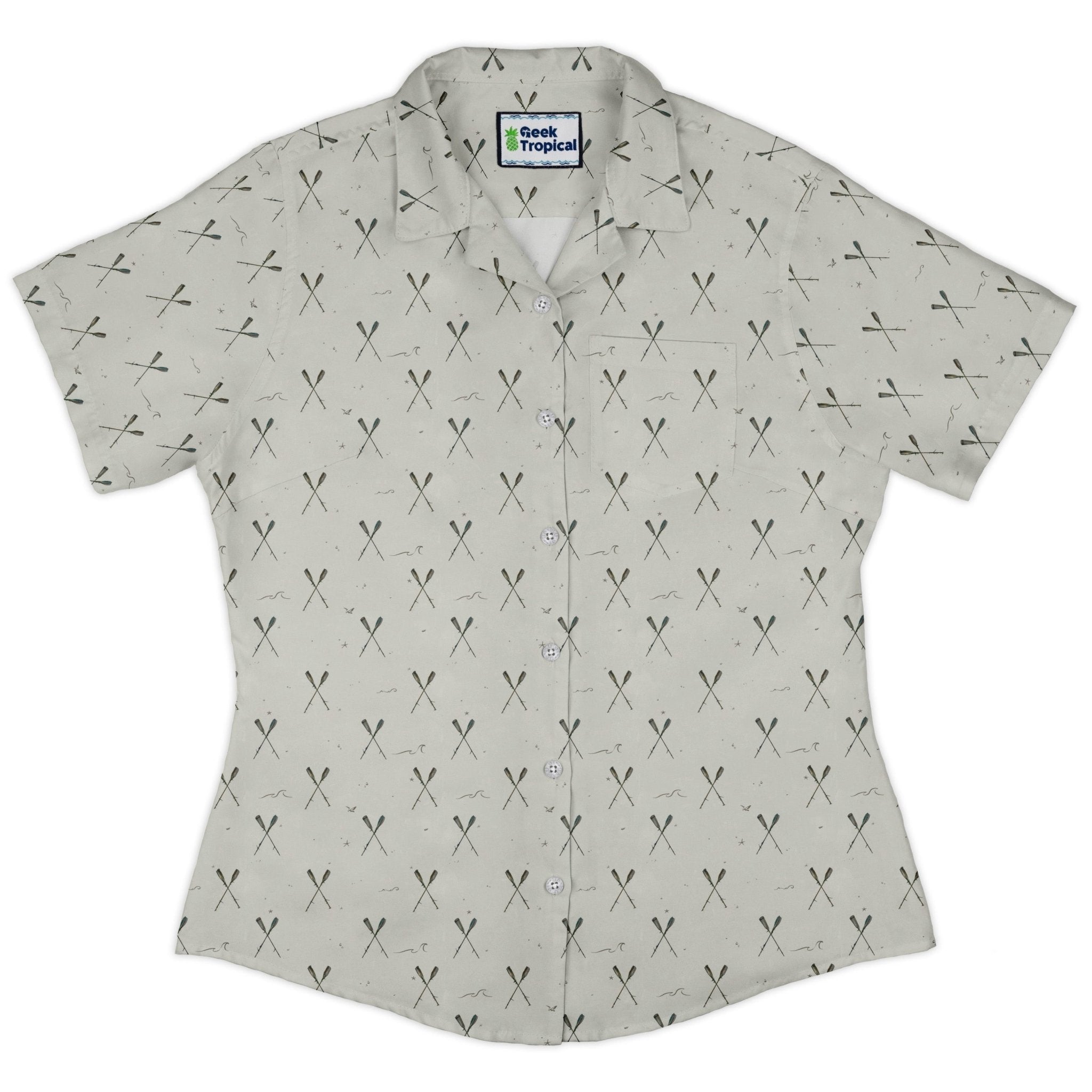 Oar Cross Curvy Button Up Shirt Geek Nerd Design by Vlad Mel Marine biology q4