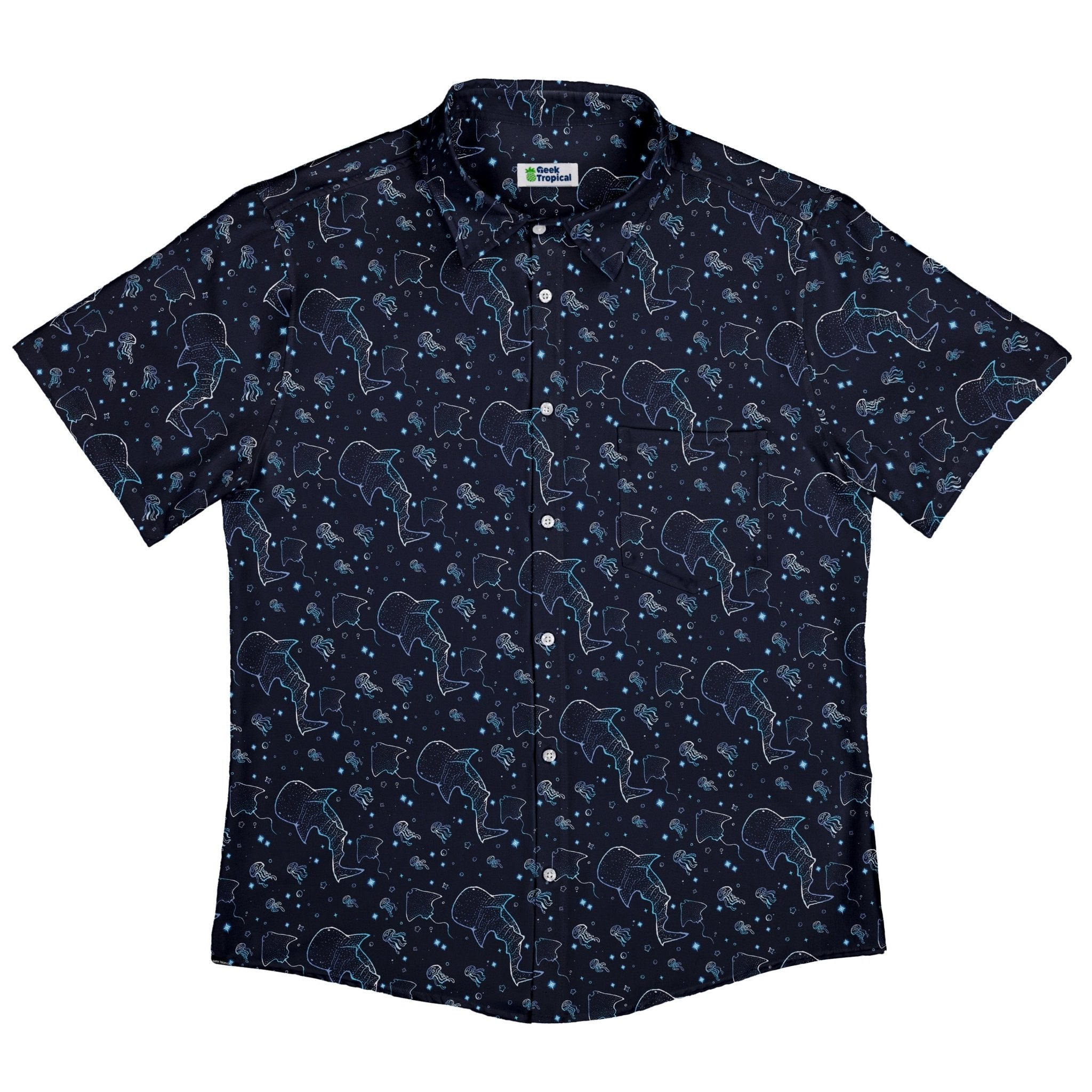 Ocean Giants Button Up Shirt Geek Nerd adult sizing animal patterns Design by Ardi Tong