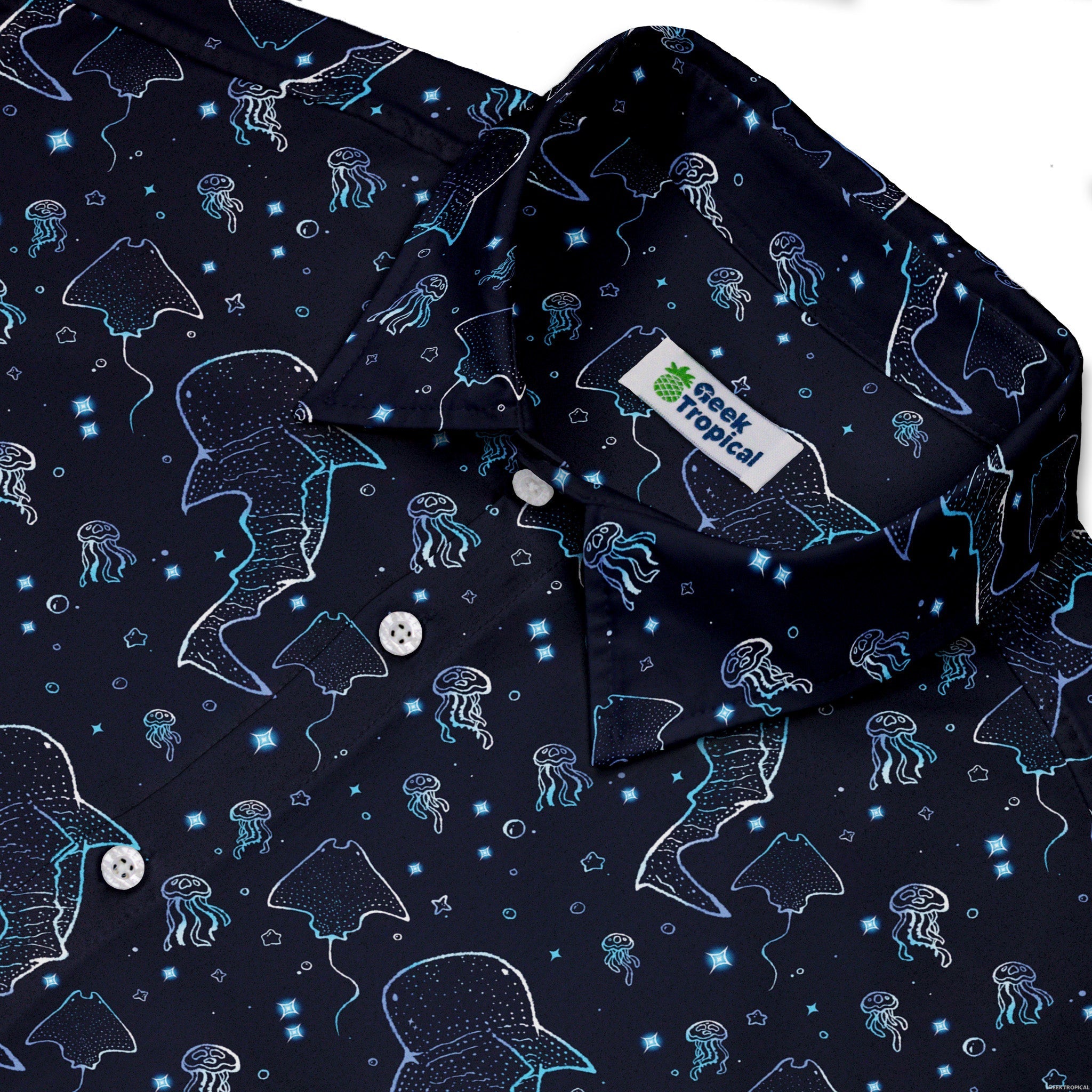 Ocean Giants Button Up Shirt Geek Nerd adult sizing animal patterns Design by Ardi Tong