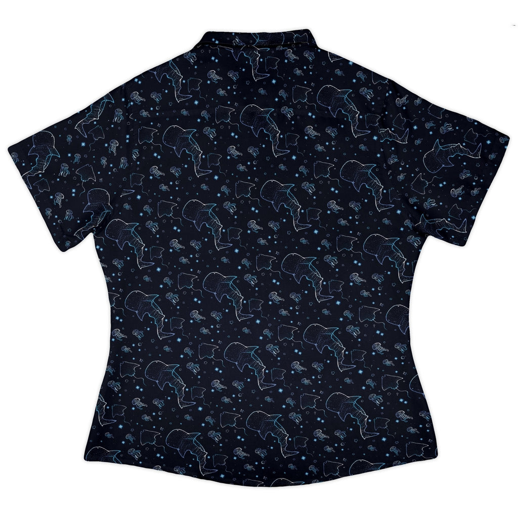 Ocean Giants Curvy Button Up Shirt Geek Nerd animal patterns Design by Ardi Tong marine biology