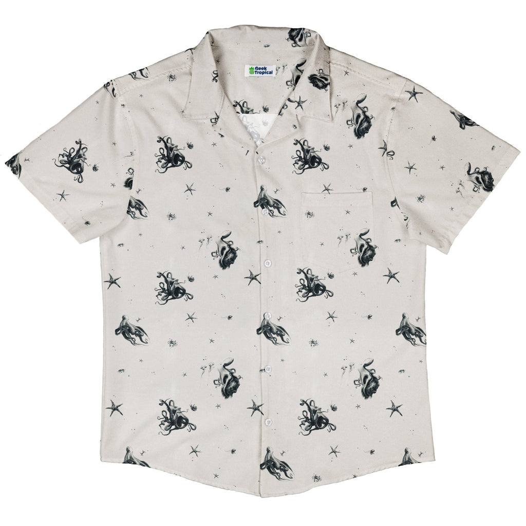 Octopus Button Up Shirt Geek Nerd adult sizing Design by Vlad Mel Marine biology