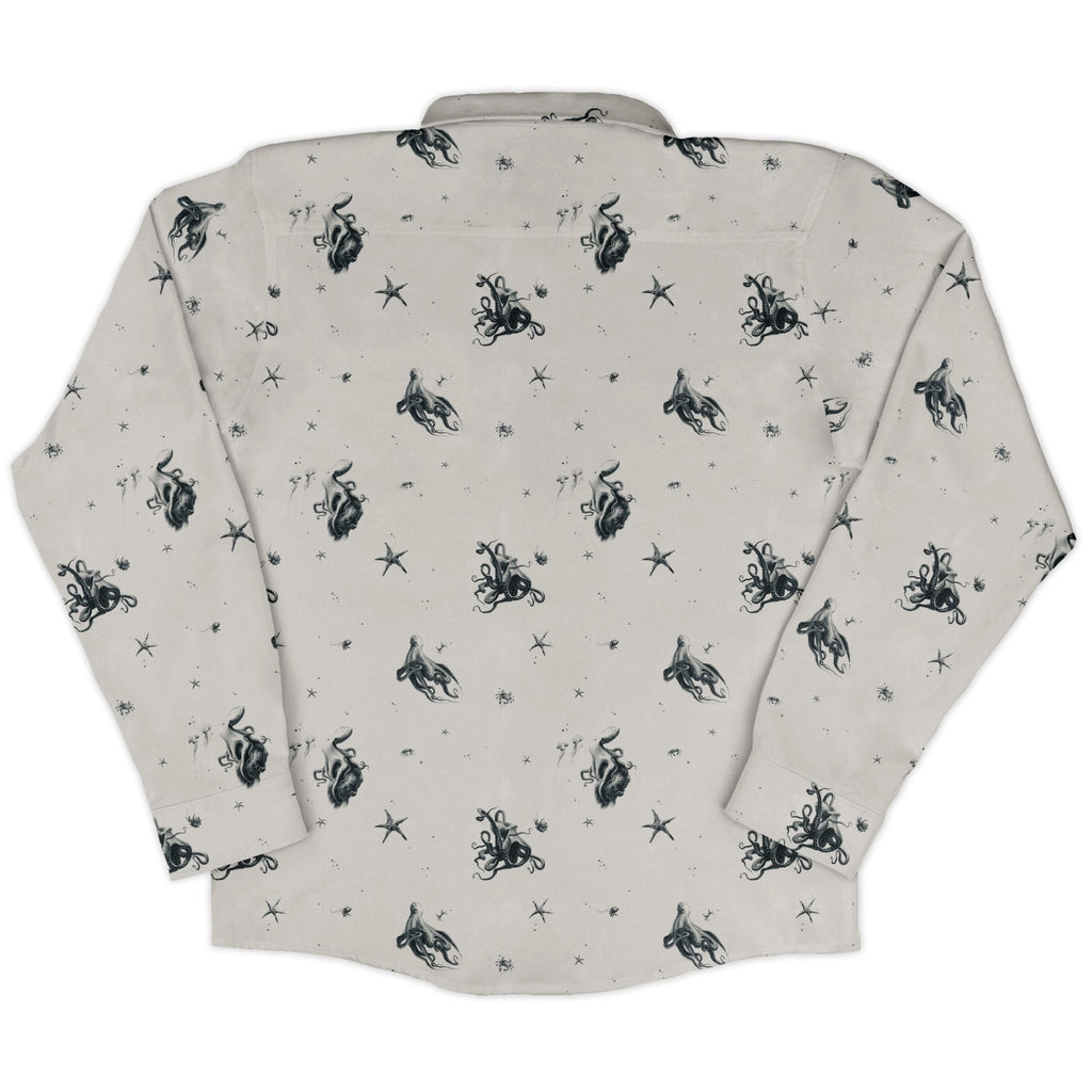 Octopus Long Sleeve Button Up Shirt Geek Nerd adult sizing Design by Vlad Mel FLOW DESC WRITING