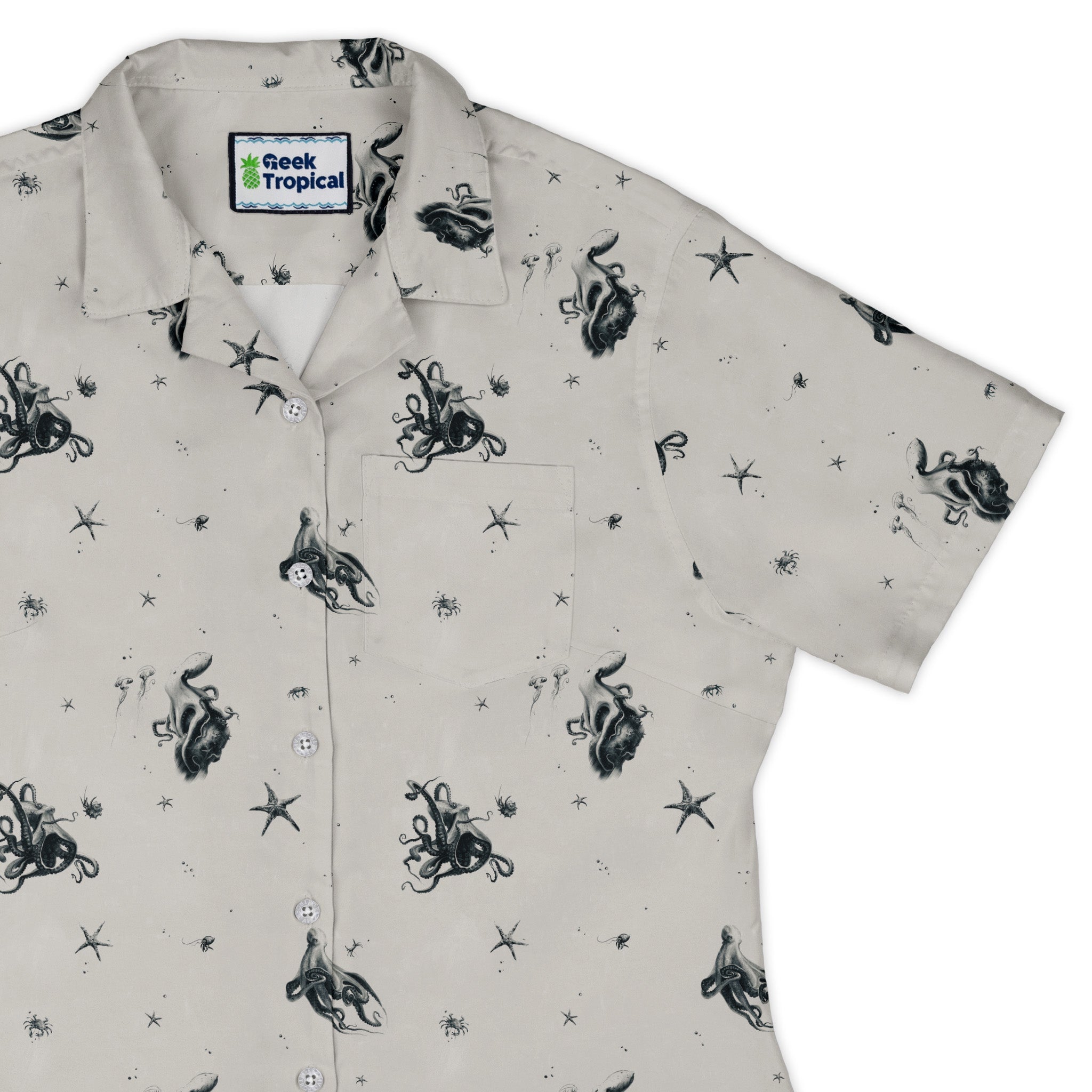 Octopus Curvy Button Up Shirt Geek Nerd Design by Vlad Mel Marine biology q4
