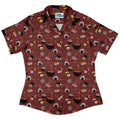Oishi Sushi Red Curvy Button Up Shirt Geek Nerd Anime Design by Claire Murphy women