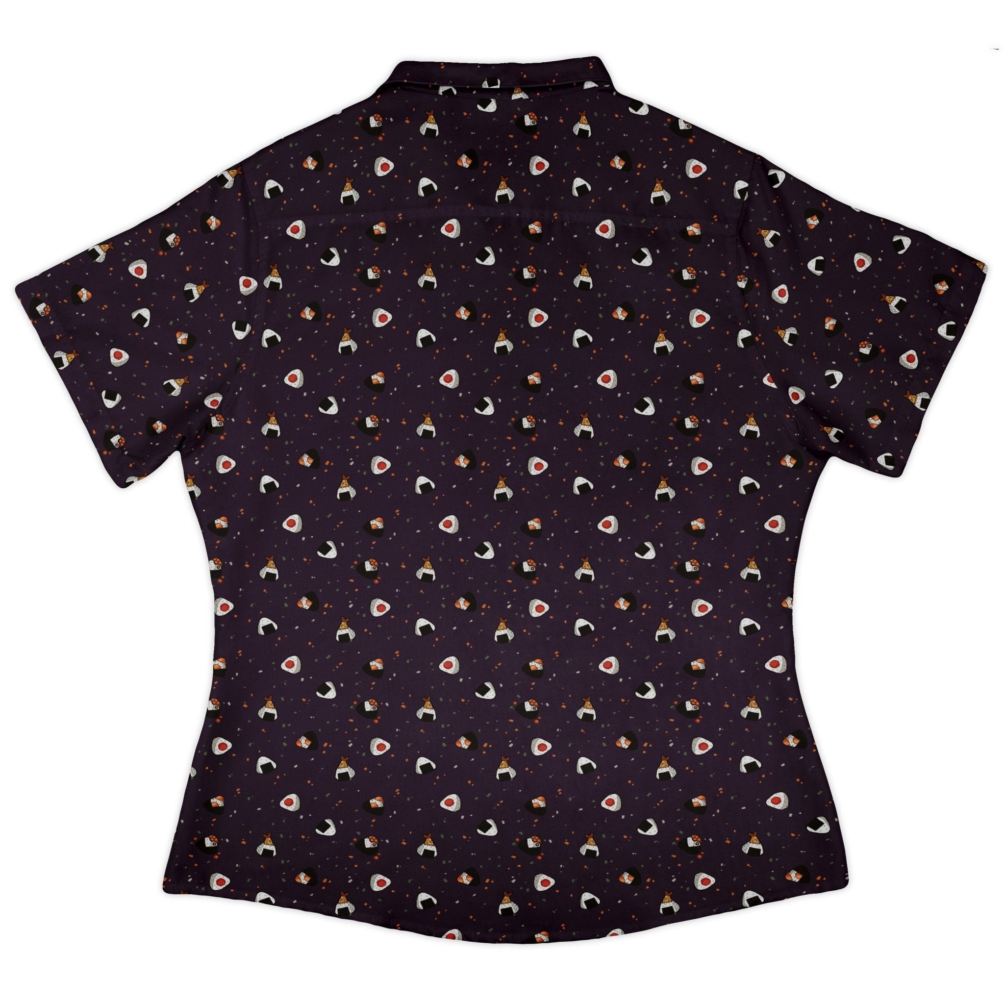 Onigiri Dark Curvy Button Up Shirt Geek Nerd anime Design by Ardi Tong q225
