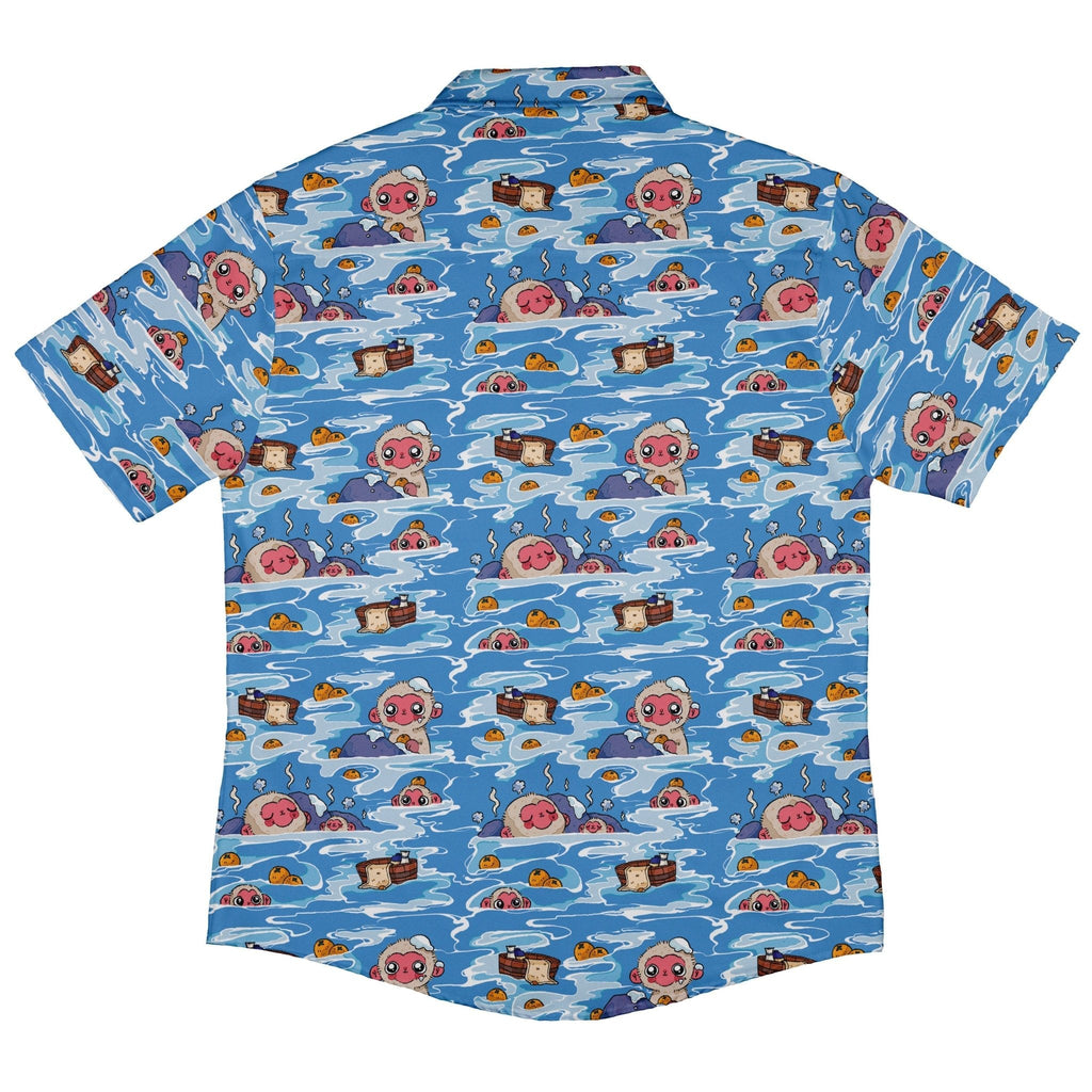 Onsen Snow Monkeys Button Up Shirt - adult sizing - Christmas Print - Design by Ardi Tong