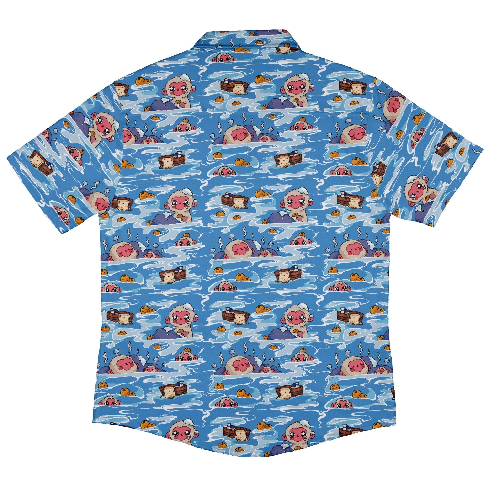 Onsen Snow Monkeys Button Up Shirt - adult sizing - Christmas Print - Design by Ardi Tong