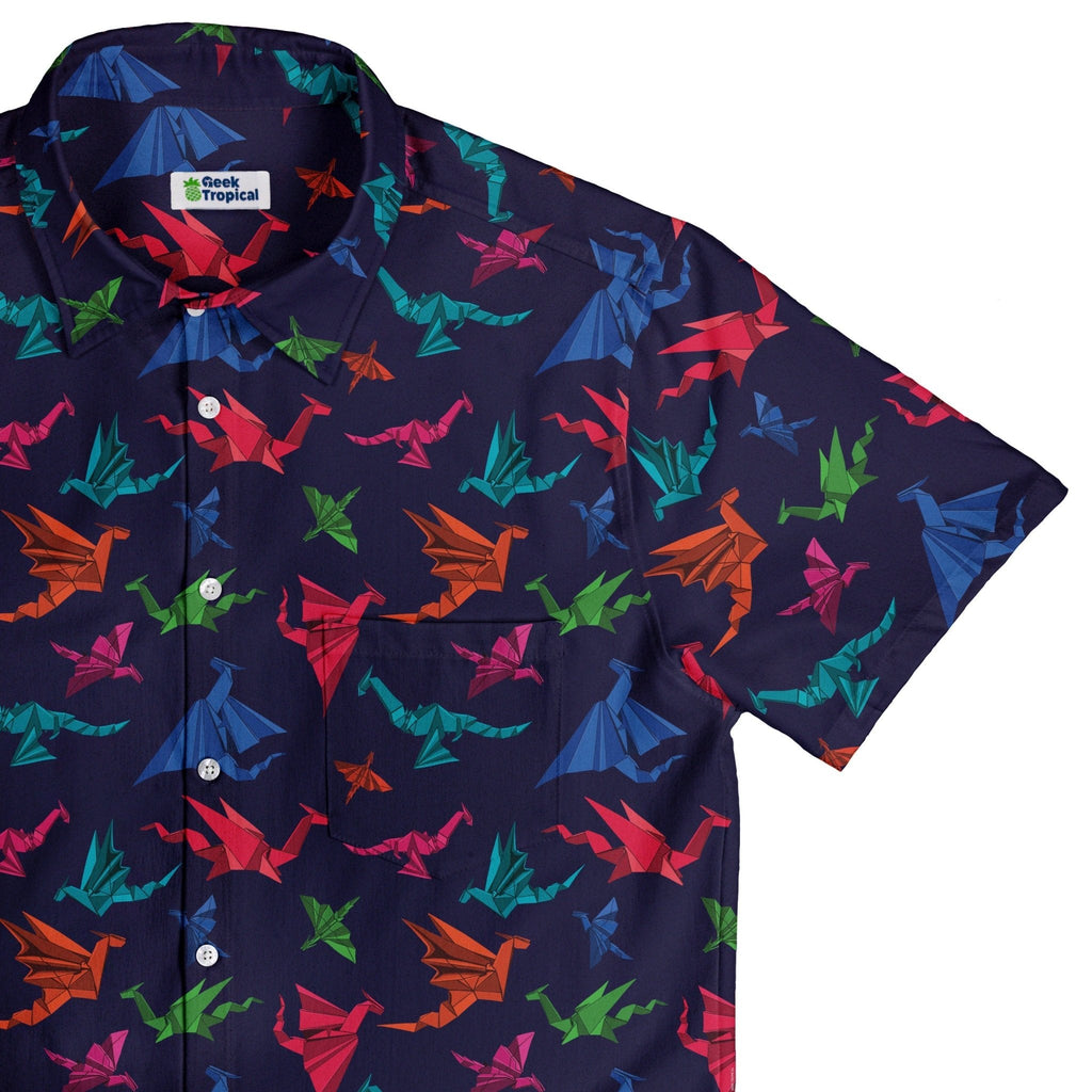 Origami Dark Button Up Shirt Geek Nerd adult sizing Designs by Nathan Fantasy Prints