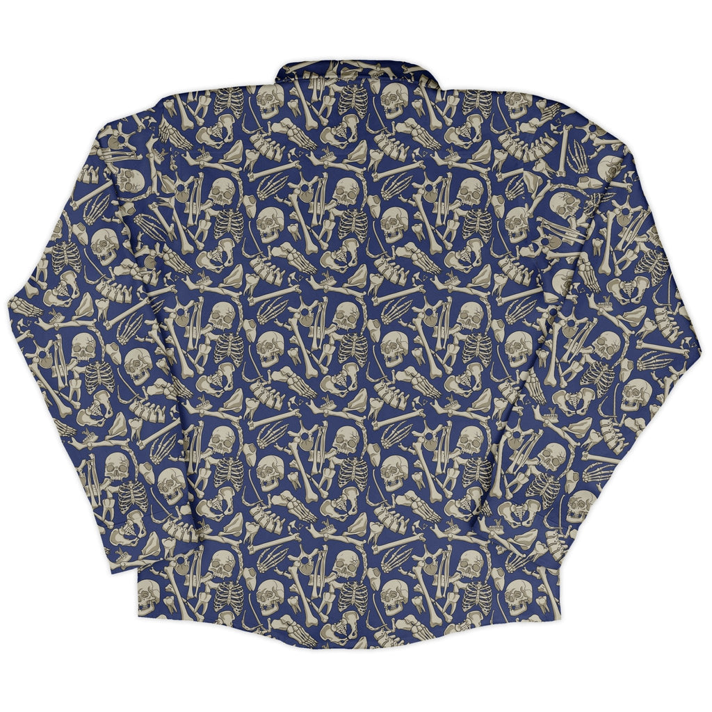 Osteology Dream Long Sleeve Button Up Shirt Geek Nerd adult sizing Design by Julie Kitzes FLOW DESC WRITING