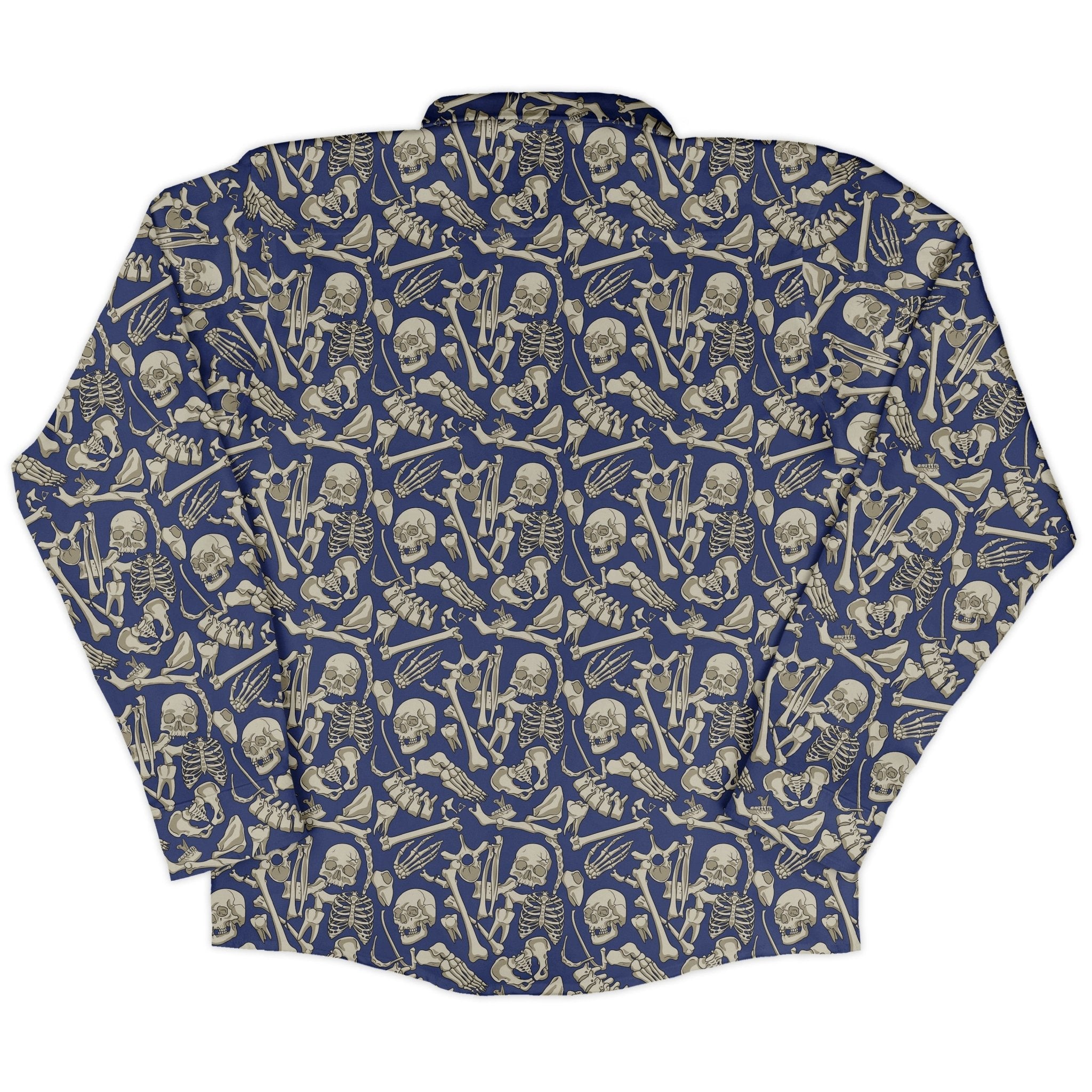 Osteology Dream Long Sleeve Button Up Shirt Geek Nerd adult sizing Design by Julie Kitzes FLOW DESC WRITING
