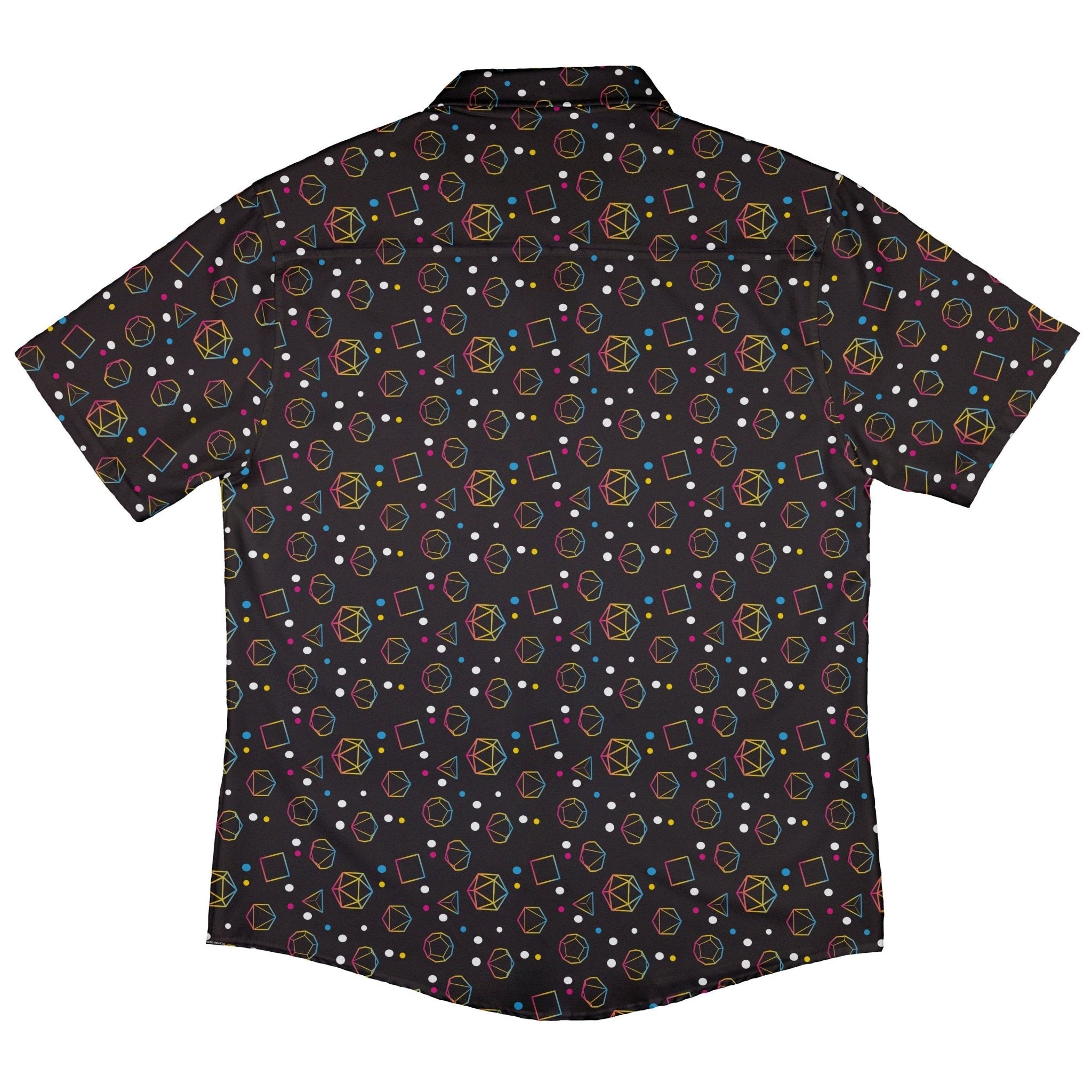Pansexual Pride Flag DND Dice Button Up Shirt - adult sizing - Design by Heather Davenport - dnd & rpg print