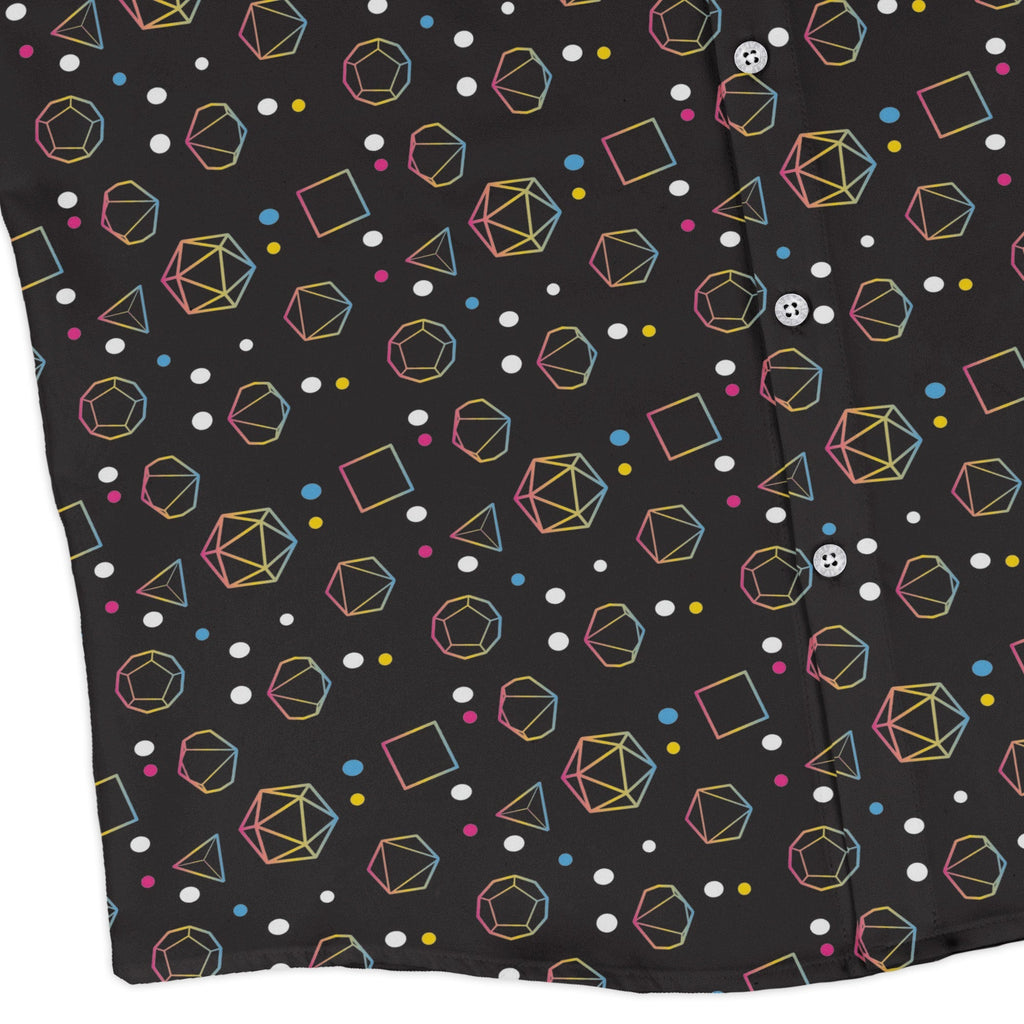 Pansexual Pride Flag Dnd Dice Long Sleeve Button Up Shirt Geek Nerd adult sizing Design by Heather Davenport dnd & rpg print