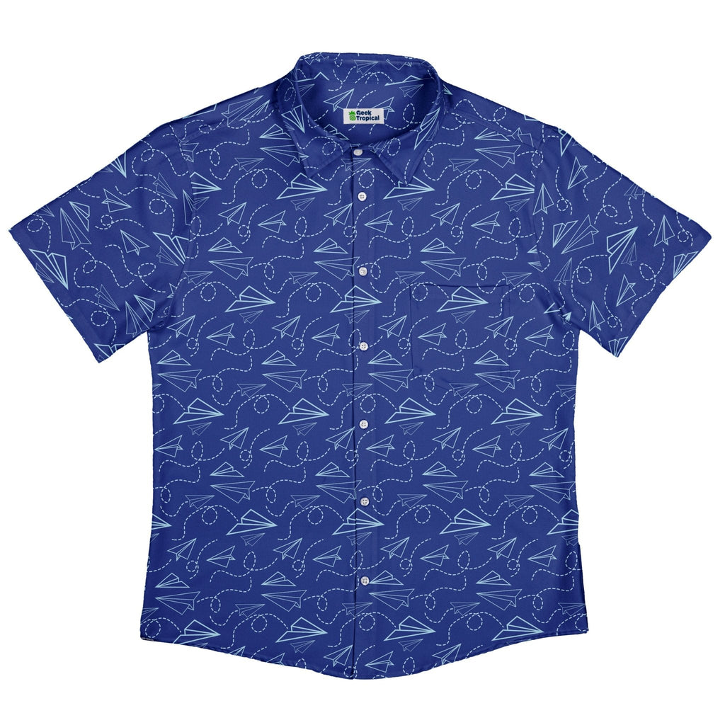 Paper Airplanes Blue Button Up Shirt Geek Nerd 0925 adult sizing All Adult Button Up Shirts