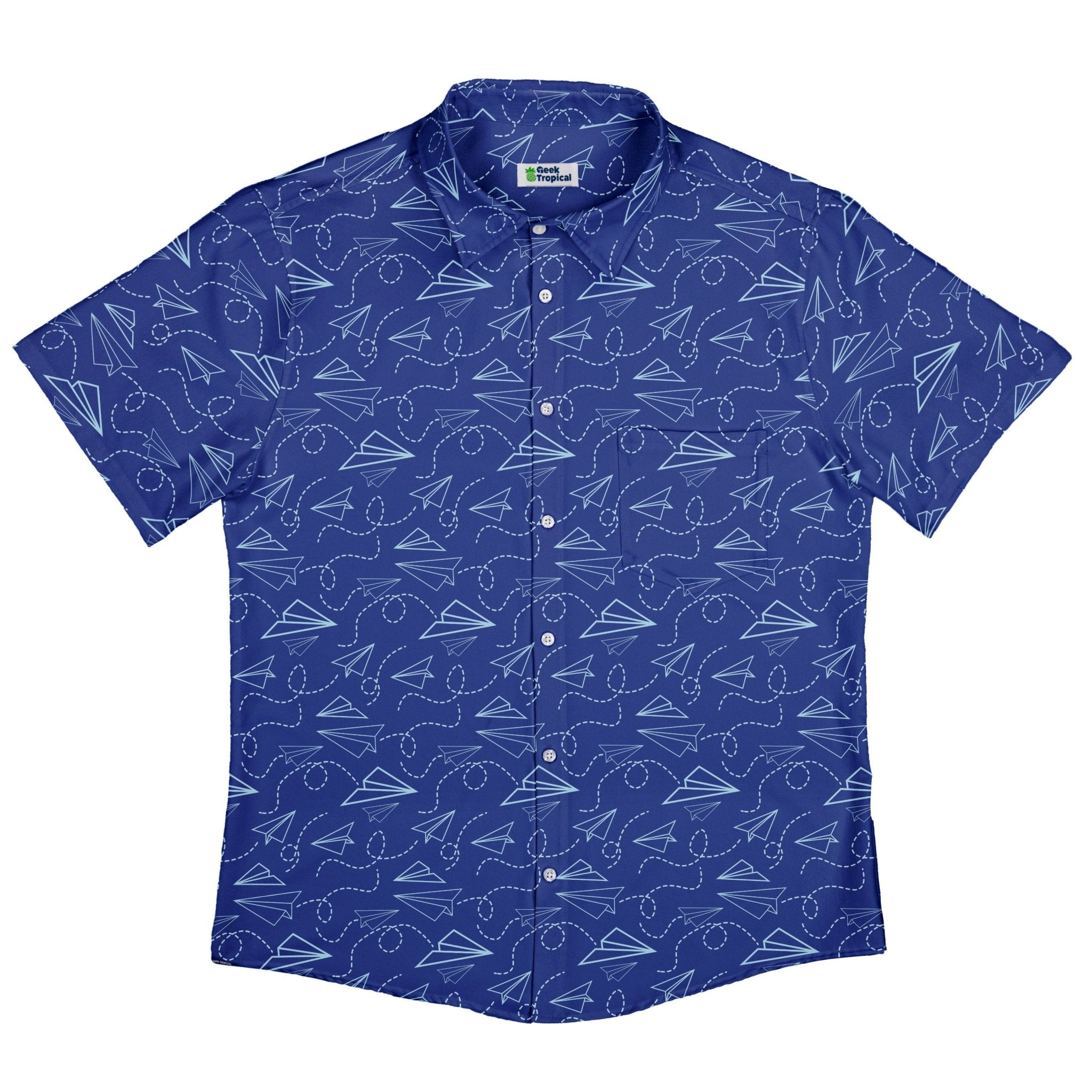 Paper Airplanes Blue Button Up Shirt Geek Nerd 0925 adult sizing All Adult Button Up Shirts