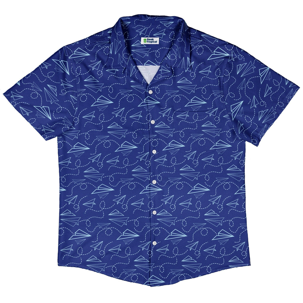 Paper Airplanes Blue Button Up Shirt Geek Nerd 0925 adult sizing All Adult Button Up Shirts