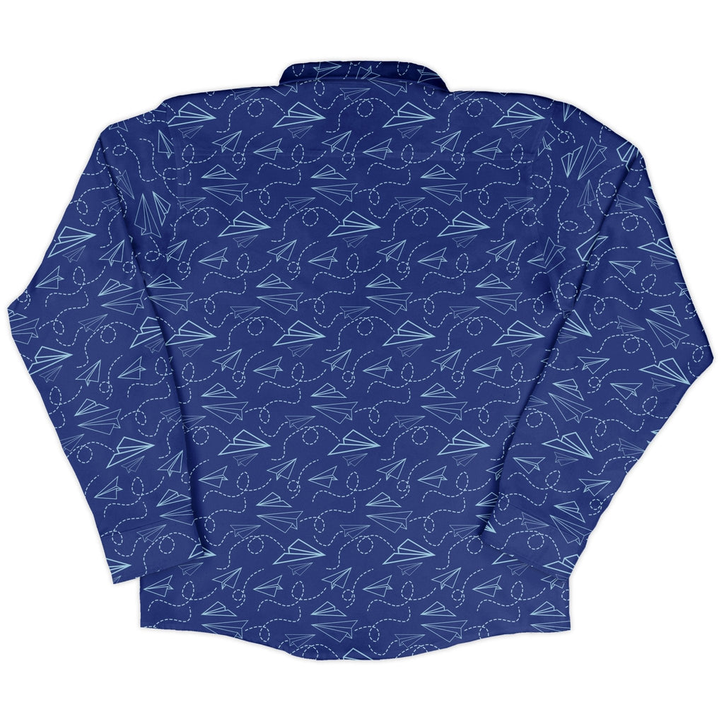 Paper Airplanes Blue Long Sleeve Button Up Shirt Geek Nerd 0925 adult sizing All Adult Button Up Shirts