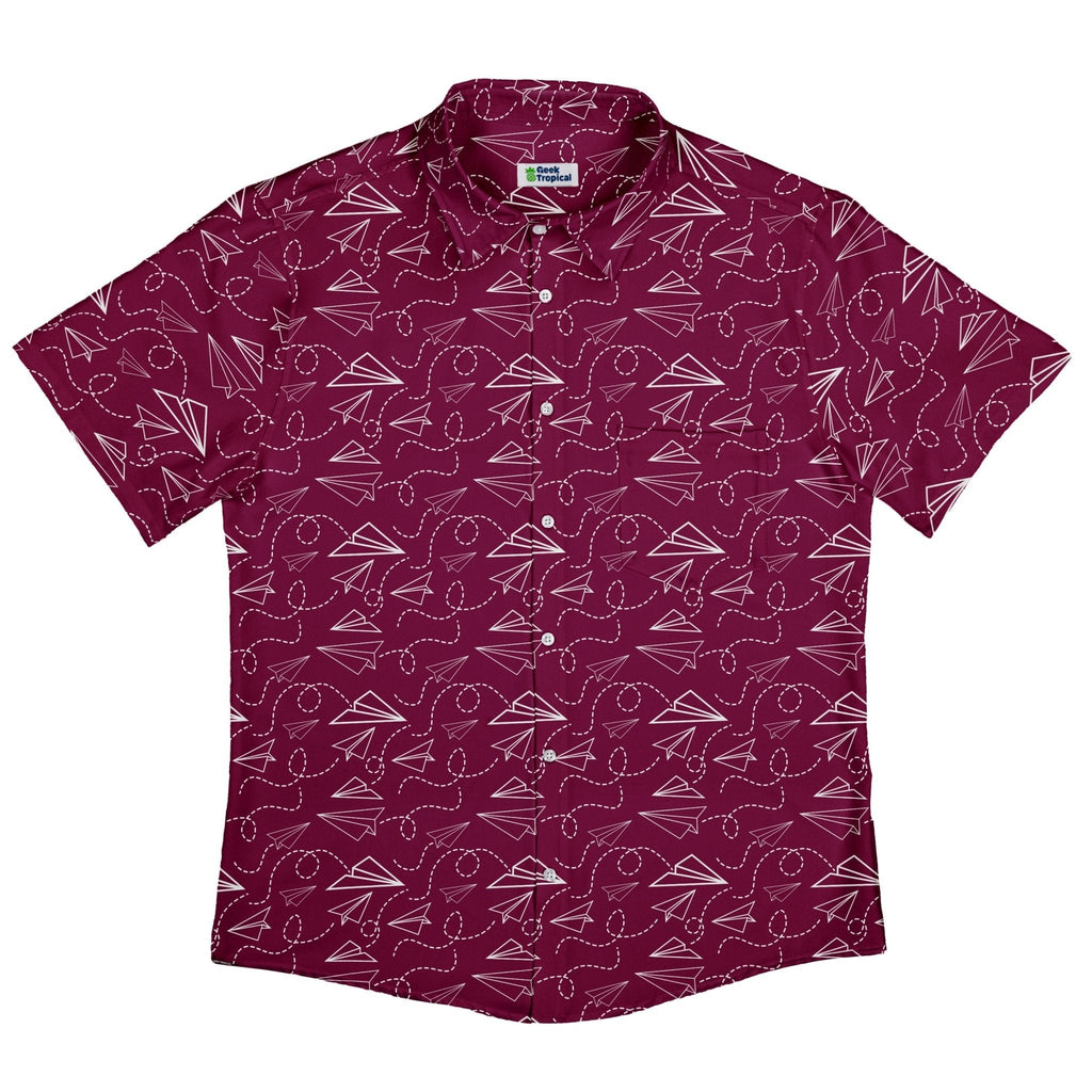 Paper Airplanes Red Button Up Shirt Geek Nerd 0925 adult sizing All Adult Button Up Shirts