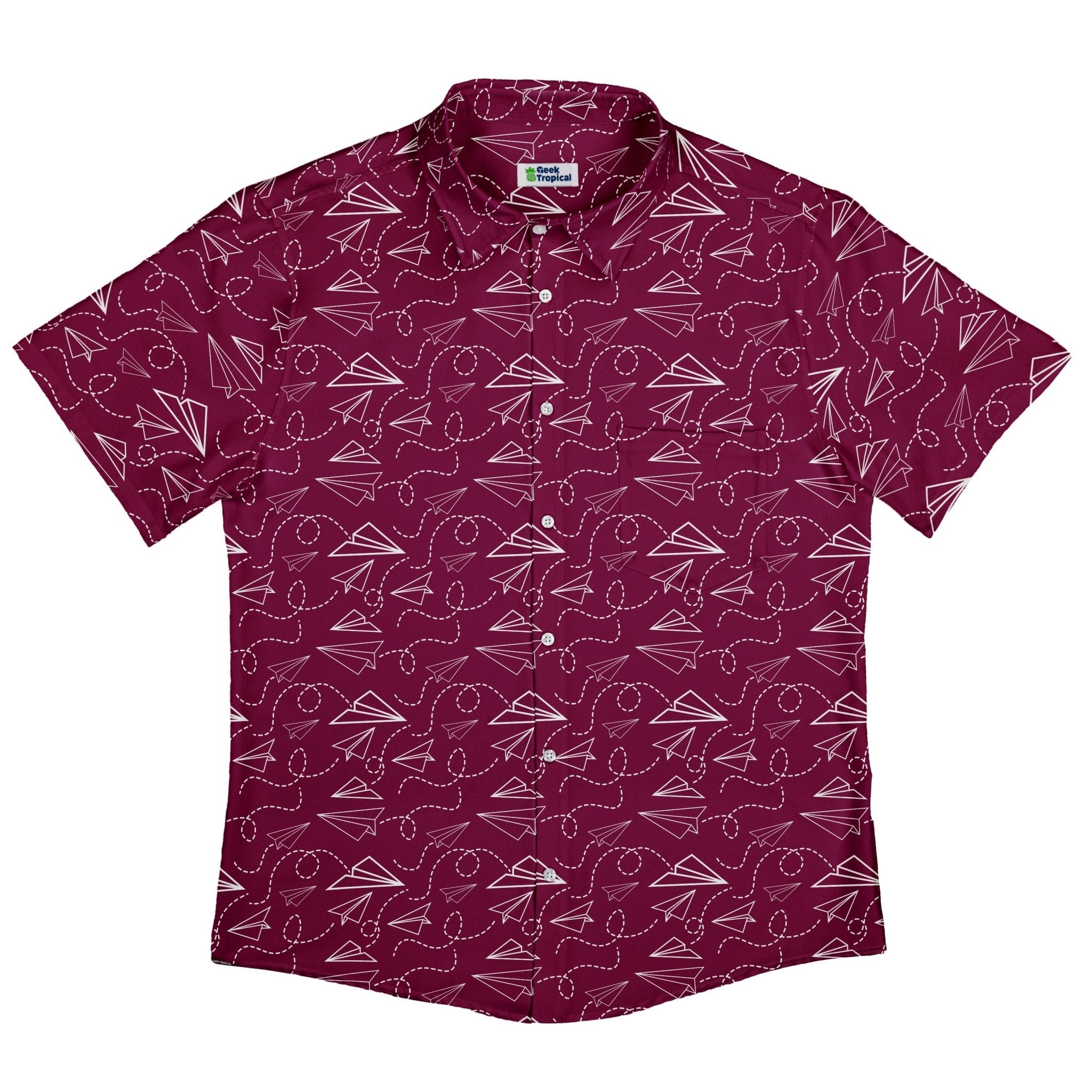 Paper Airplanes Red Button Up Shirt Geek Nerd 0925 adult sizing All Adult Button Up Shirts
