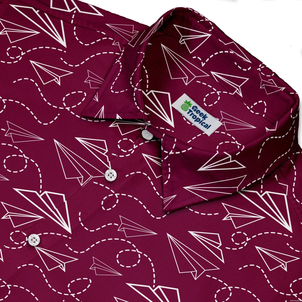 Paper Airplanes Red Button Up Shirt Geek Nerd 0925 adult sizing All Adult Button Up Shirts