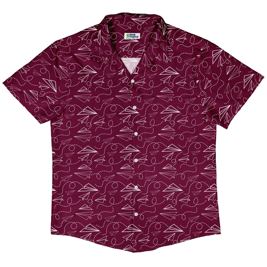 Paper Airplanes Red Button Up Shirt Geek Nerd 0925 adult sizing All Adult Button Up Shirts