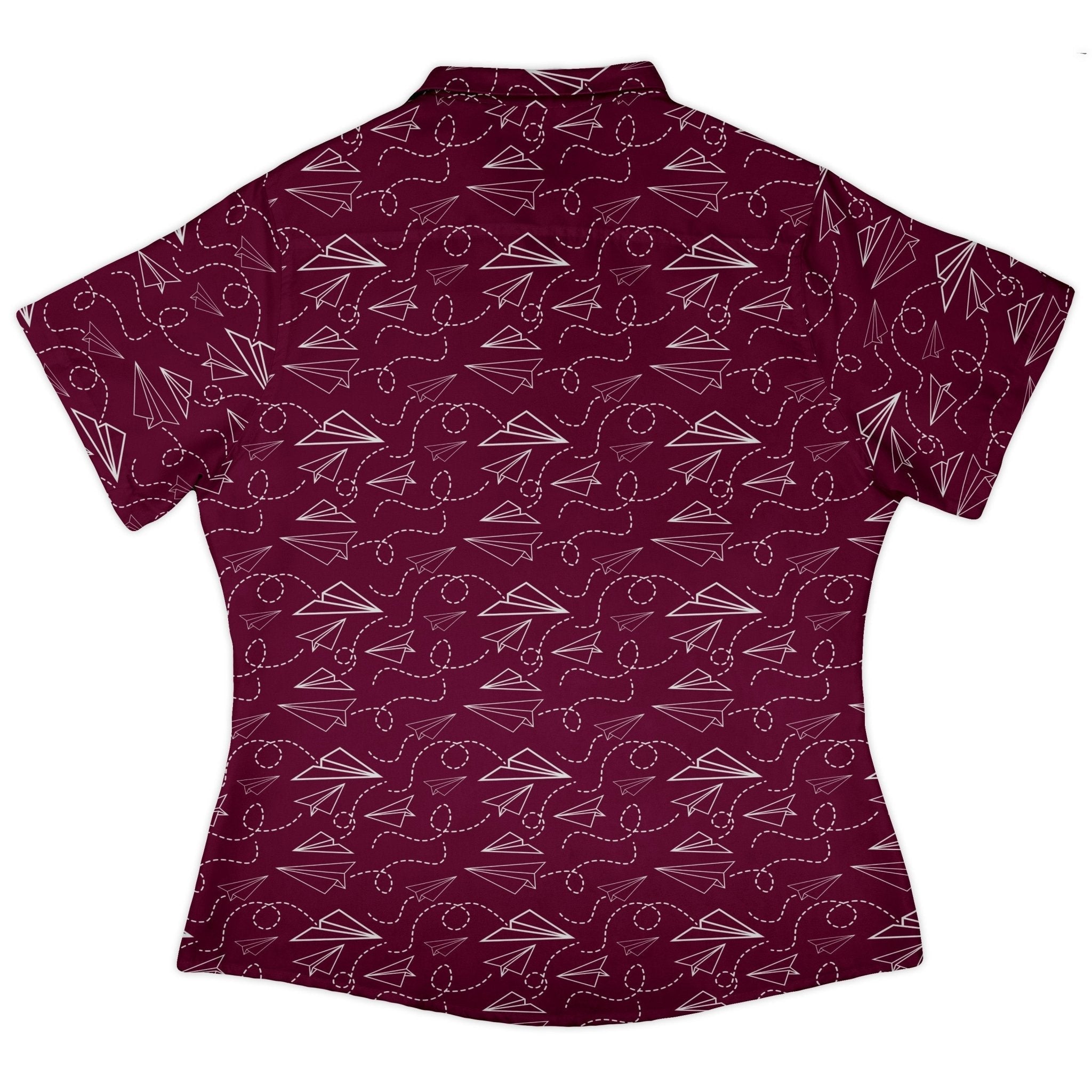 Paper Airplanes Red Curvy Button Up Shirt Geek Nerd 0925 All Adult Button Up Shirts aviation print