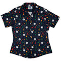 Pawn Party Blue Board Game Curvy Button Up Shirt Geek Nerd board game print women