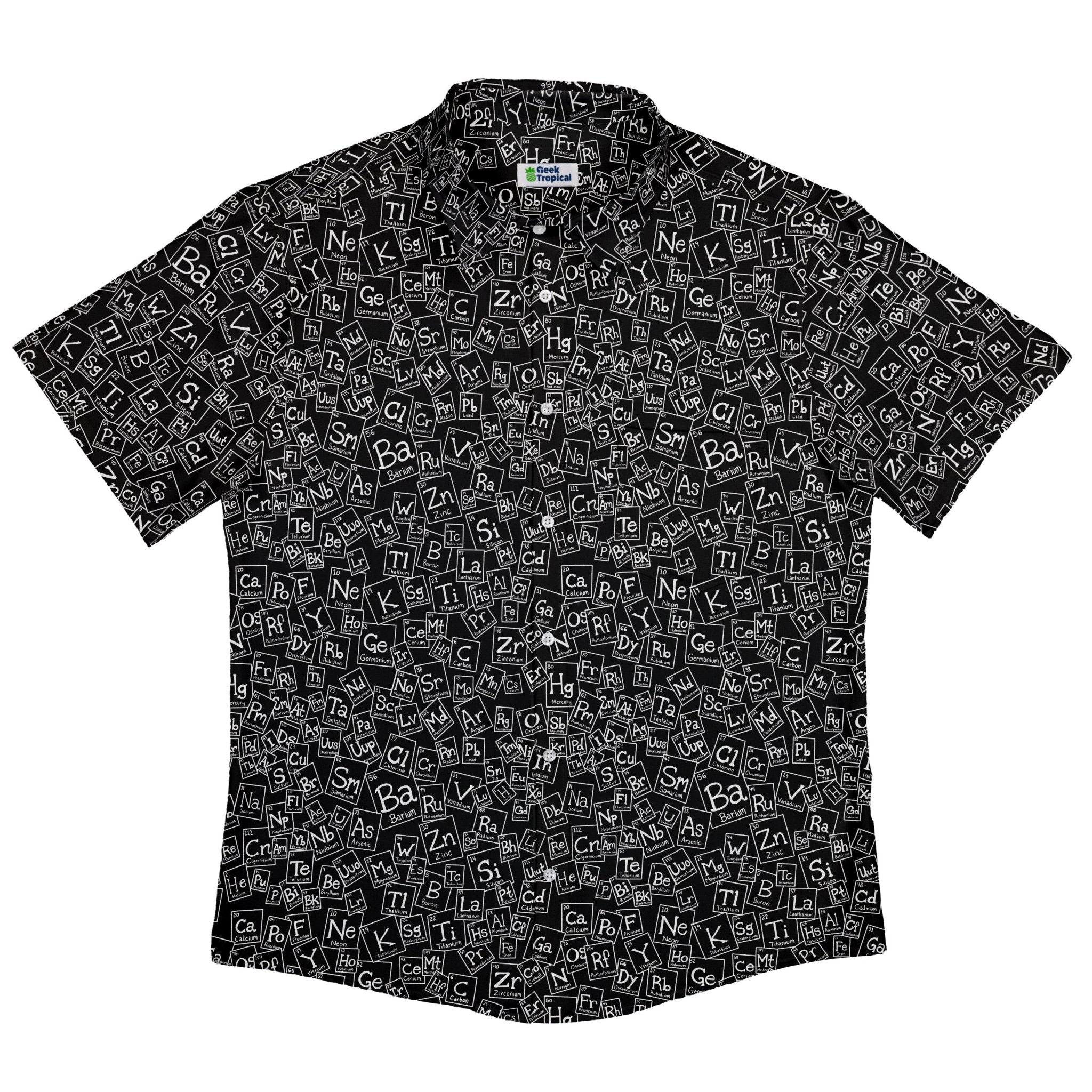 Periodic Table BW Button Up Shirt Geek Nerd adult sizing Design by Julie Kitzes q225
