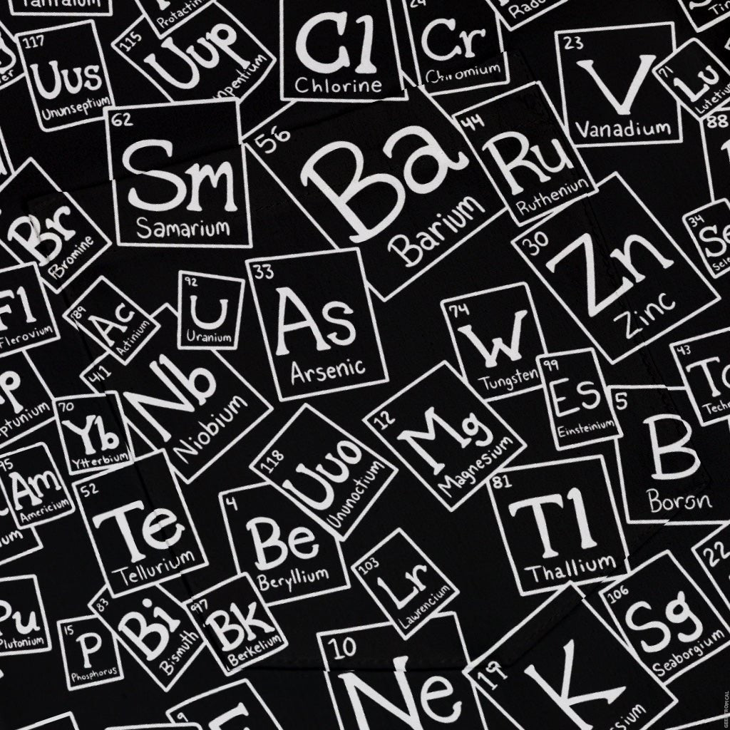 Periodic Table BW Button Up Shirt Geek Nerd adult sizing Design by Julie Kitzes q225