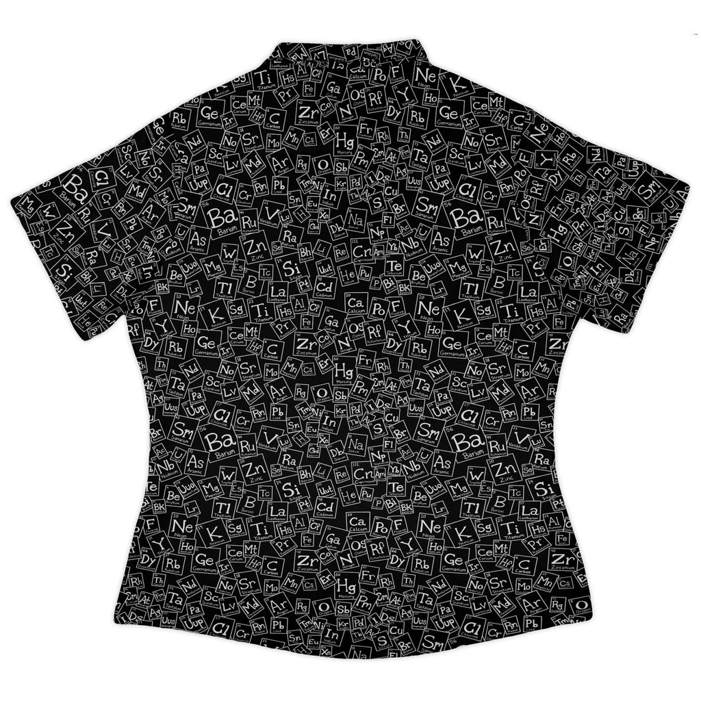 Periodic Table BW Curvy Button Up Shirt Geek Nerd Design by Julie Kitzes q225 science print