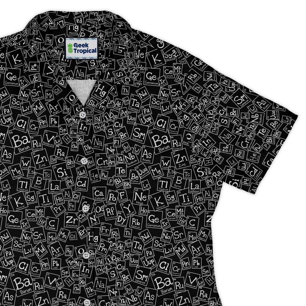 Periodic Table BW Curvy Button Up Shirt Geek Nerd Design by Julie Kitzes q225 science print