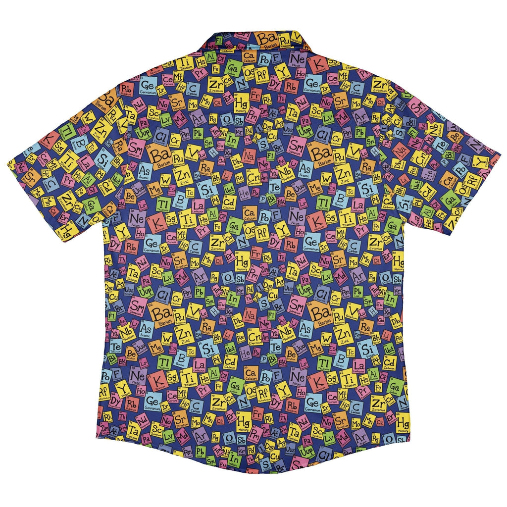Periodic Table Blue Button Up Shirt Geek Nerd adult sizing Design by Julie Kitzes q225