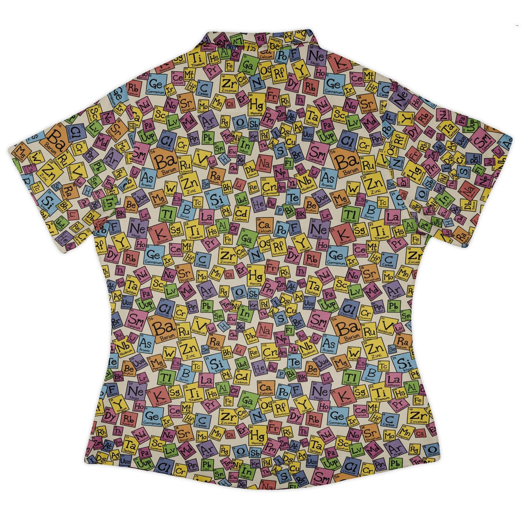 Periodic Table Tan Curvy Button Up Shirt Geek Nerd Design by Julie Kitzes q225 science print