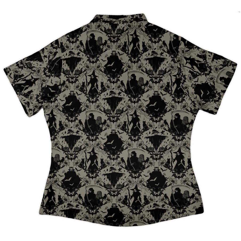 Phantom Flourish Curvy Button Up Shirt Geek Nerd 0925 All Adult Button Up Shirts Botany Print
