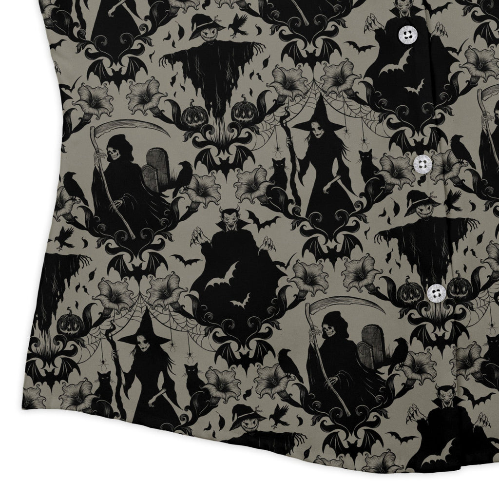 Phantom Flourish Curvy Button Up Shirt Geek Nerd 0925 All Adult Button Up Shirts Botany Print