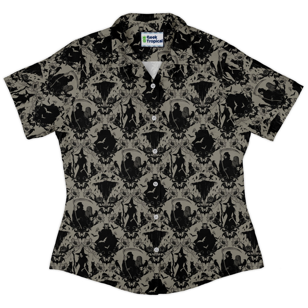 Phantom Flourish Curvy Button Up Shirt Geek Nerd 0925 All Adult Button Up Shirts Botany Print