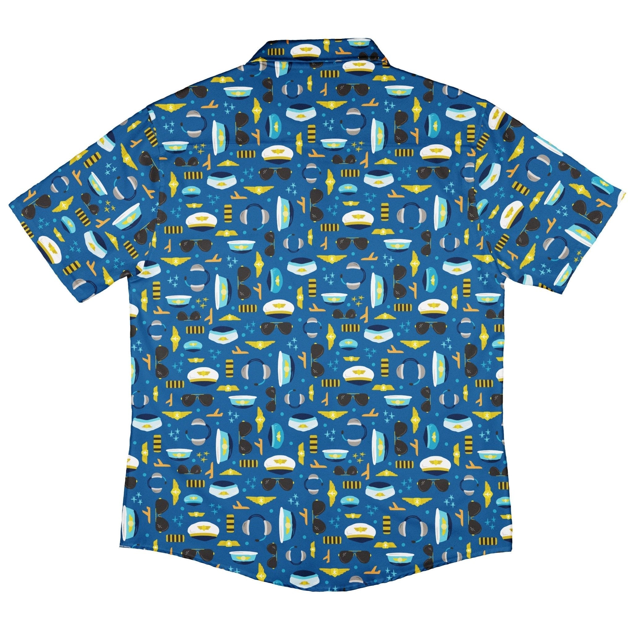 Pilot Uniform Button Up Shirt Geek Nerd adult sizing aviation print Design by Zirkus Design