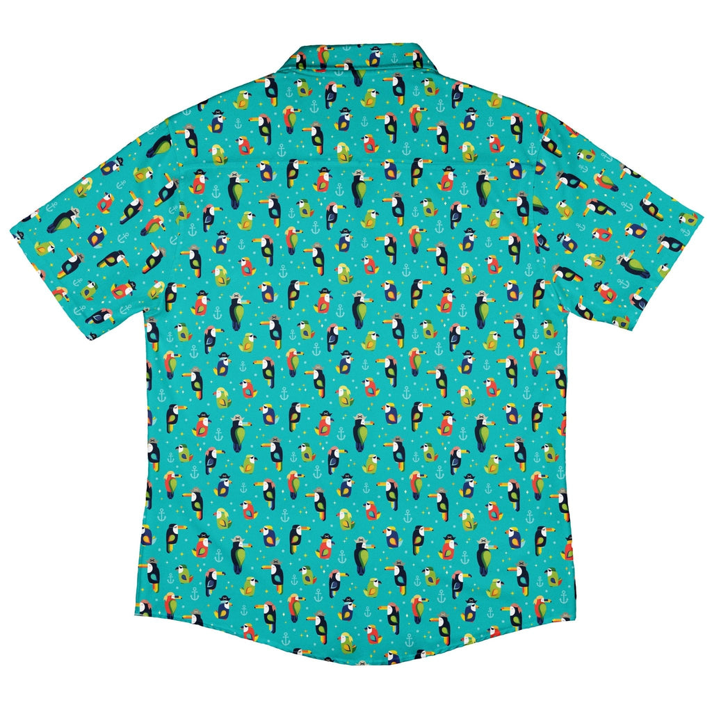 Pirate Toucans Button Up Shirt Geek Nerd adult sizing animal patterns Design by Zirkus Design
