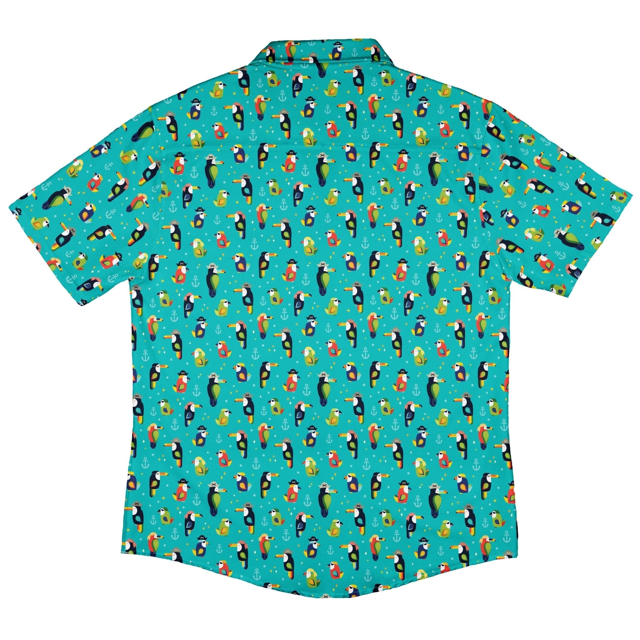 Pirate Toucans Button Up Shirt Geek Nerd adult sizing animal patterns Design by Zirkus Design
